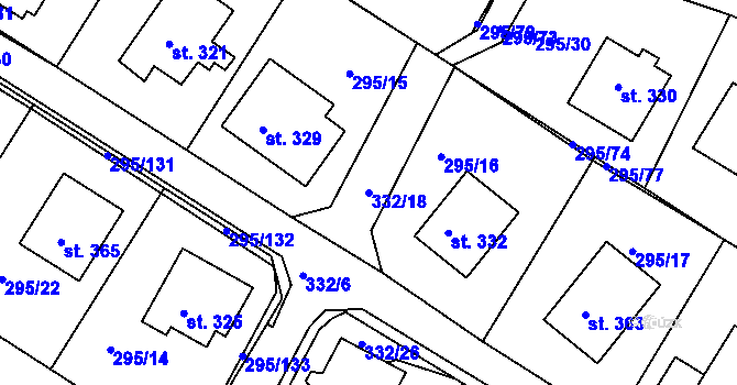Parcela st. 332/18 v KÚ Halže, Katastrální mapa