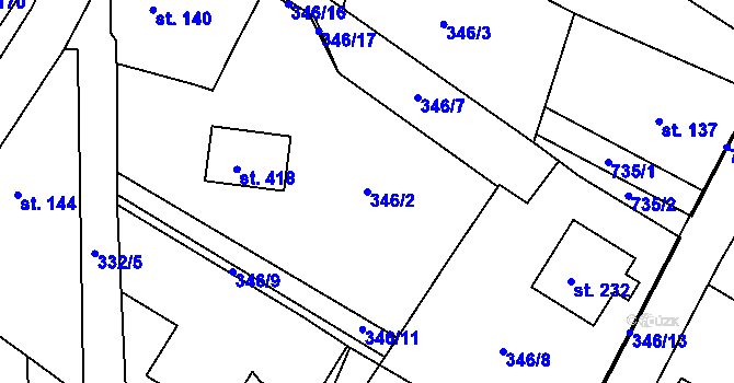 Parcela st. 346/2 v KÚ Halže, Katastrální mapa