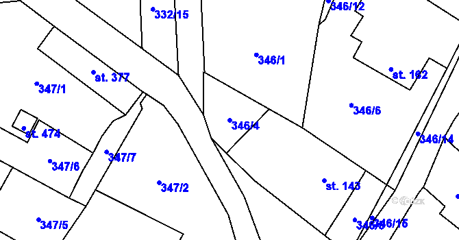 Parcela st. 346/4 v KÚ Halže, Katastrální mapa