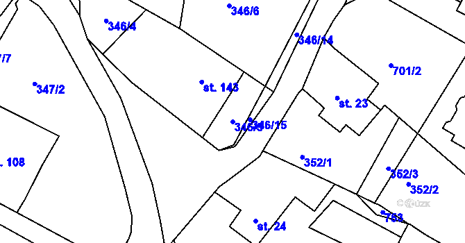 Parcela st. 346/5 v KÚ Halže, Katastrální mapa