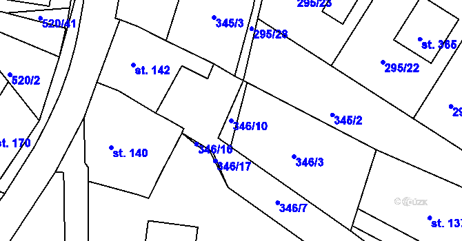 Parcela st. 346/10 v KÚ Halže, Katastrální mapa