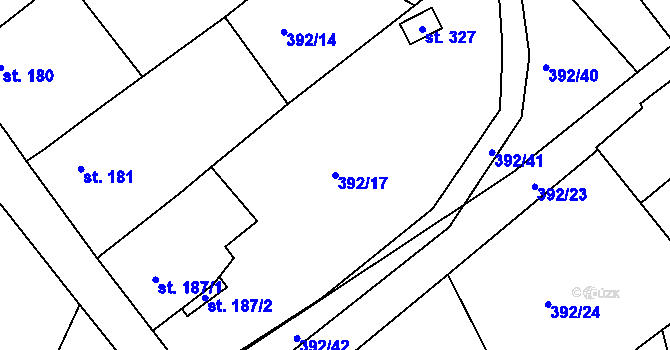 Parcela st. 392/17 v KÚ Halže, Katastrální mapa