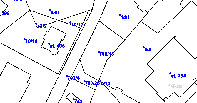 Parcela st. 700/13 v KÚ Halže, Katastrální mapa