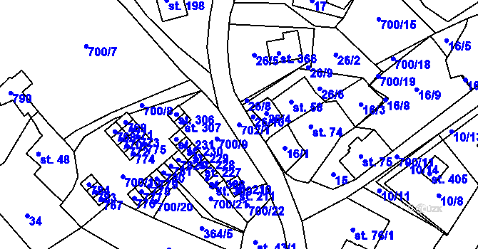 Parcela st. 702/1 v KÚ Halže, Katastrální mapa
