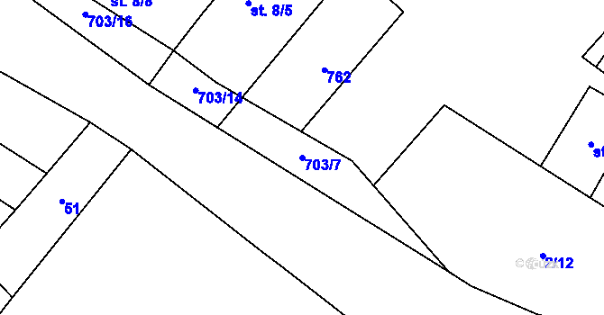 Parcela st. 703/7 v KÚ Halže, Katastrální mapa