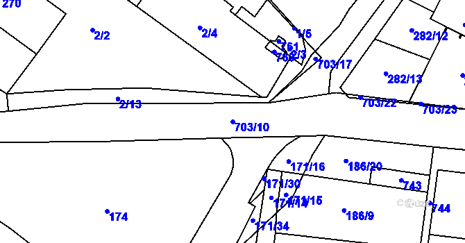 Parcela st. 703/10 v KÚ Halže, Katastrální mapa