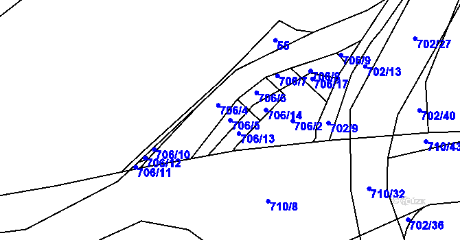 Parcela st. 706/5 v KÚ Halže, Katastrální mapa