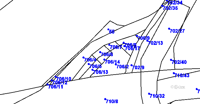 Parcela st. 706/6 v KÚ Halže, Katastrální mapa