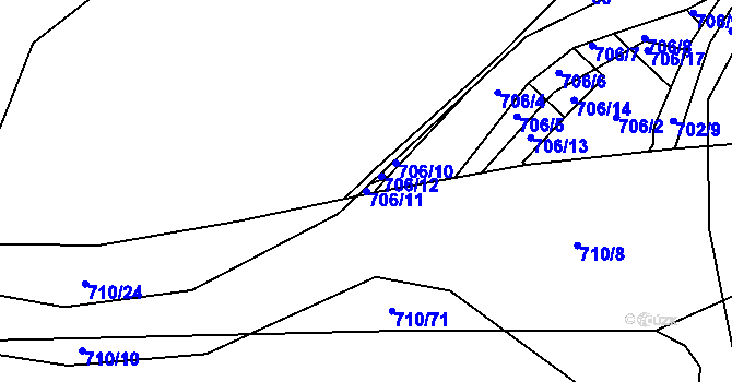 Parcela st. 706/11 v KÚ Halže, Katastrální mapa