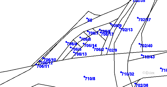 Parcela st. 706/14 v KÚ Halže, Katastrální mapa