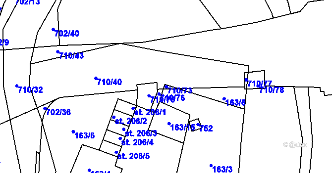 Parcela st. 710/73 v KÚ Halže, Katastrální mapa
