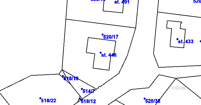 Parcela st. 445 v KÚ Halže, Katastrální mapa