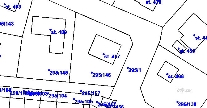 Parcela st. 457 v KÚ Halže, Katastrální mapa