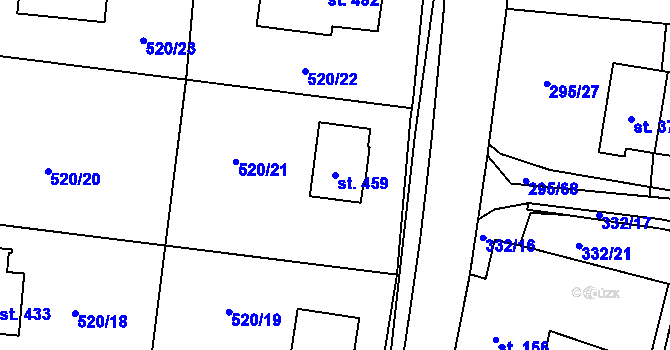 Parcela st. 459 v KÚ Halže, Katastrální mapa