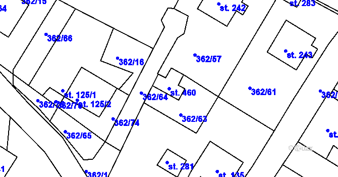 Parcela st. 460 v KÚ Halže, Katastrální mapa