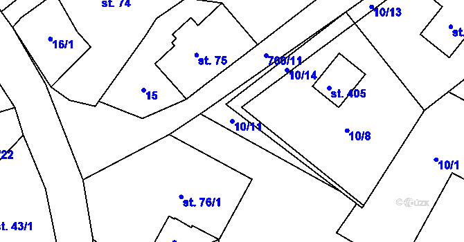 Parcela st. 10/11 v KÚ Halže, Katastrální mapa