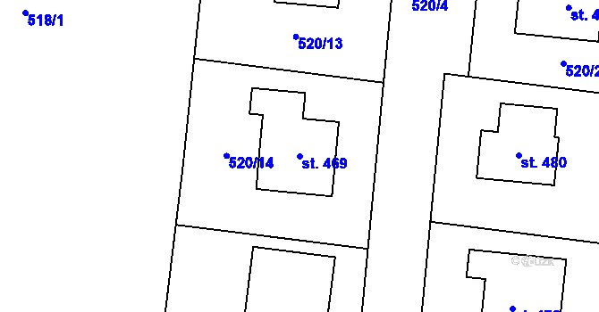 Parcela st. 469 v KÚ Halže, Katastrální mapa