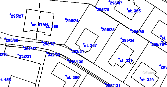 Parcela st. 367 v KÚ Halže, Katastrální mapa
