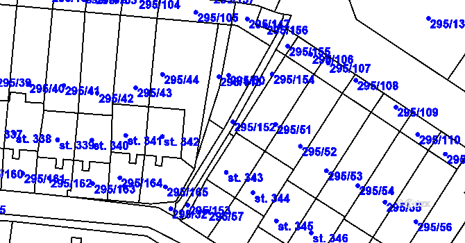 Parcela st. 295/152 v KÚ Halže, Katastrální mapa
