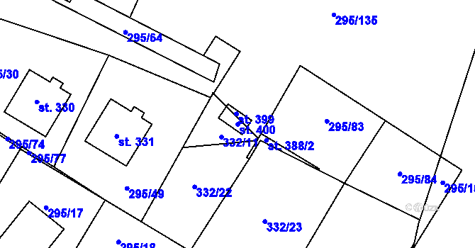 Parcela st. 400 v KÚ Halže, Katastrální mapa