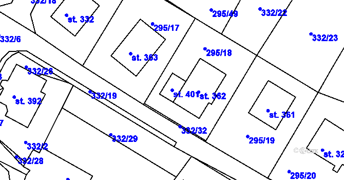 Parcela st. 401 v KÚ Halže, Katastrální mapa