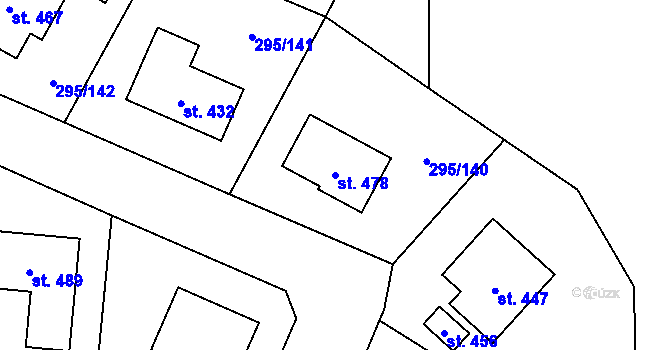 Parcela st. 478 v KÚ Halže, Katastrální mapa