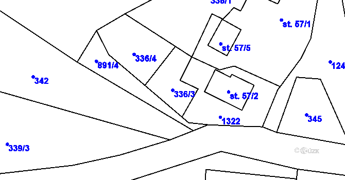 Parcela st. 336/3 v KÚ Výšina, Katastrální mapa