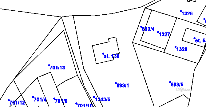 Parcela st. 138 v KÚ Výšina, Katastrální mapa