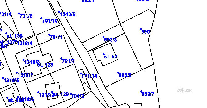 Parcela st. 52 v KÚ Výšina, Katastrální mapa