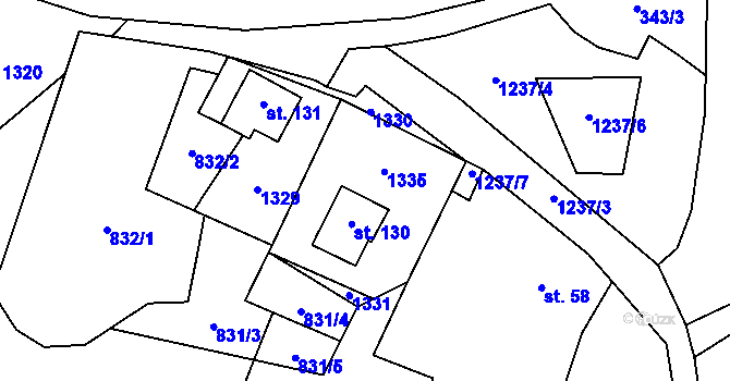 Parcela st. 59/2 v KÚ Výšina, Katastrální mapa