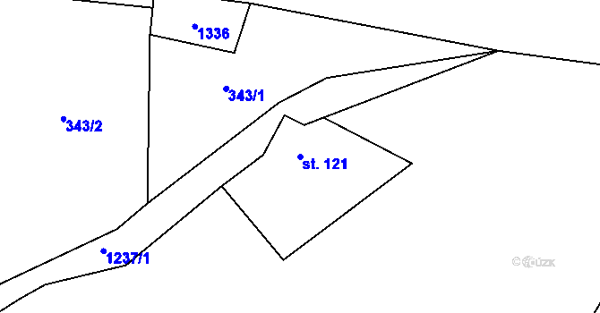 Parcela st. 121 v KÚ Výšina, Katastrální mapa