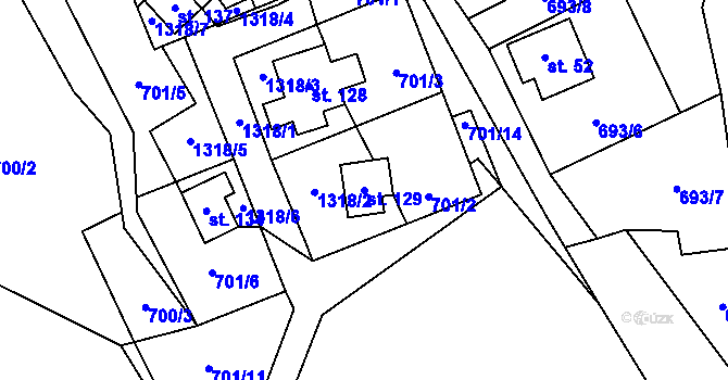 Parcela st. 129 v KÚ Výšina, Katastrální mapa