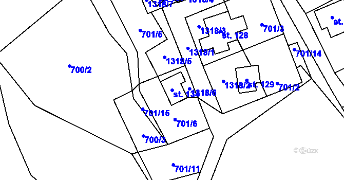 Parcela st. 134 v KÚ Výšina, Katastrální mapa