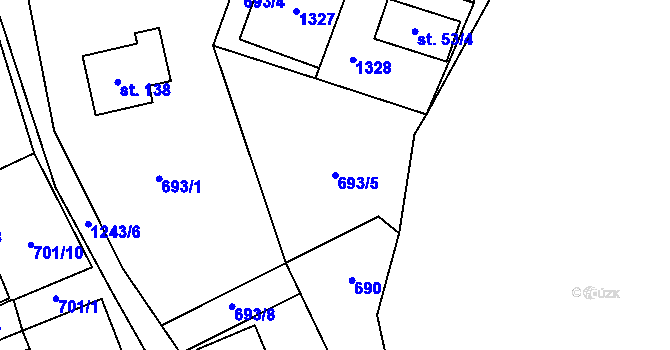 Parcela st. 693/5 v KÚ Výšina, Katastrální mapa