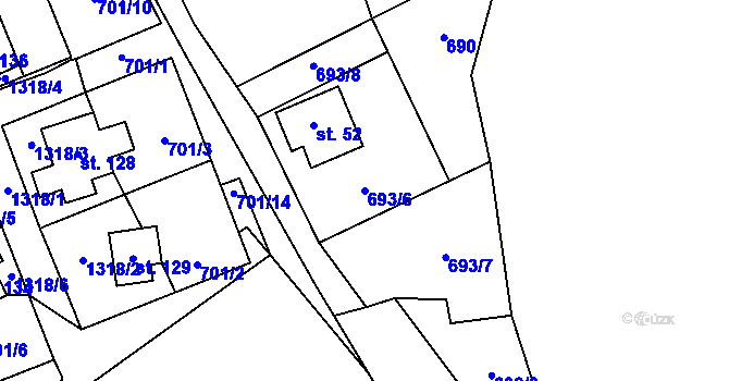 Parcela st. 693/6 v KÚ Výšina, Katastrální mapa