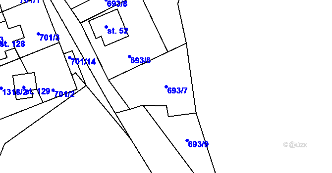 Parcela st. 693/7 v KÚ Výšina, Katastrální mapa