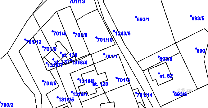 Parcela st. 701/1 v KÚ Výšina, Katastrální mapa