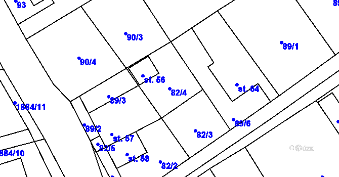 Parcela st. 82/4 v KÚ Svobodka, Katastrální mapa
