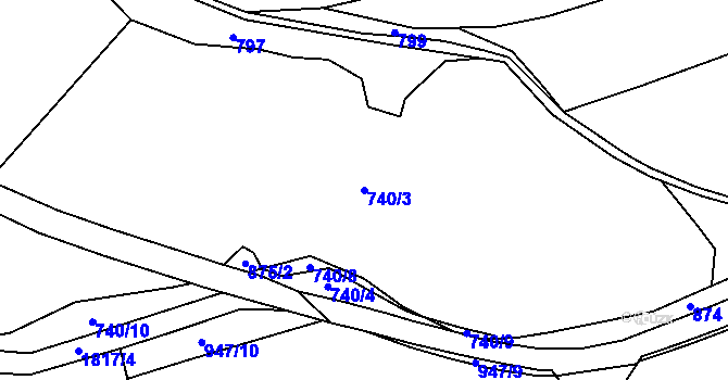 Parcela st. 740/3 v KÚ Svobodka, Katastrální mapa