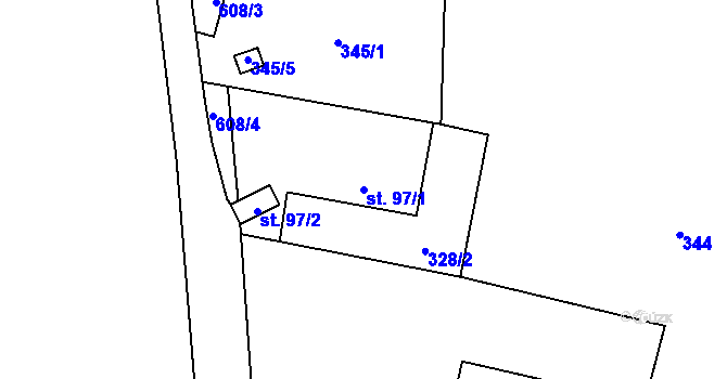 Parcela st. 97/1 v KÚ Žďár u Tachova, Katastrální mapa