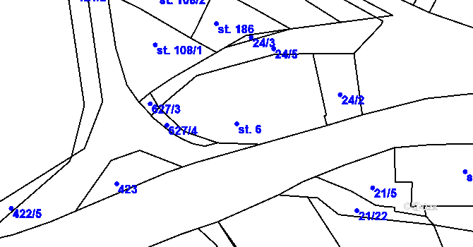 Parcela st. 6 v KÚ Hamr, Katastrální mapa