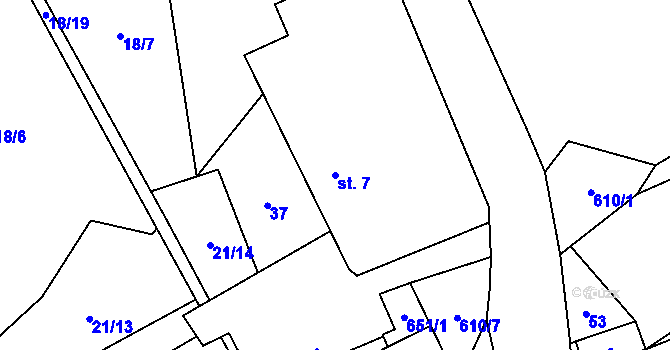 Parcela st. 7 v KÚ Hamr, Katastrální mapa