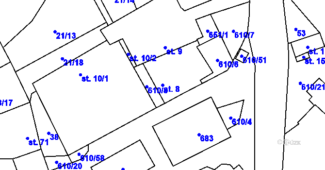 Parcela st. 8 v KÚ Hamr, Katastrální mapa