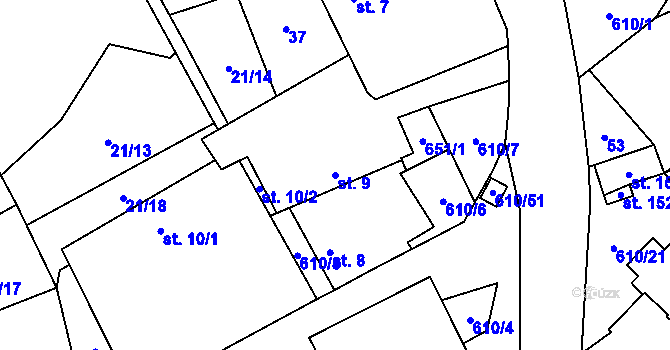 Parcela st. 9 v KÚ Hamr, Katastrální mapa