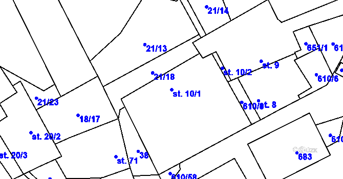 Parcela st. 10/1 v KÚ Hamr, Katastrální mapa
