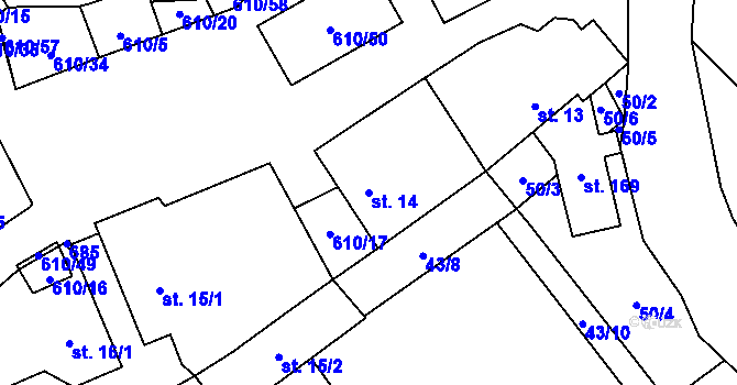 Parcela st. 14 v KÚ Hamr, Katastrální mapa