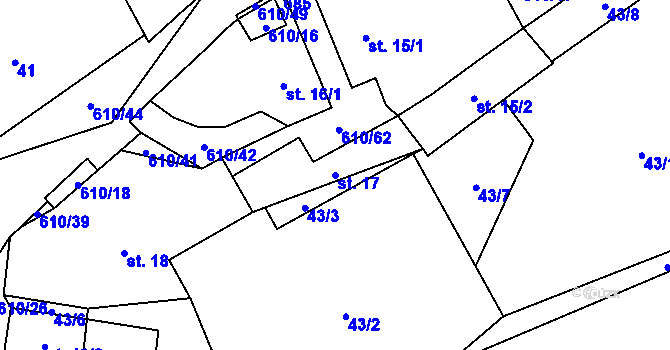 Parcela st. 17 v KÚ Hamr, Katastrální mapa