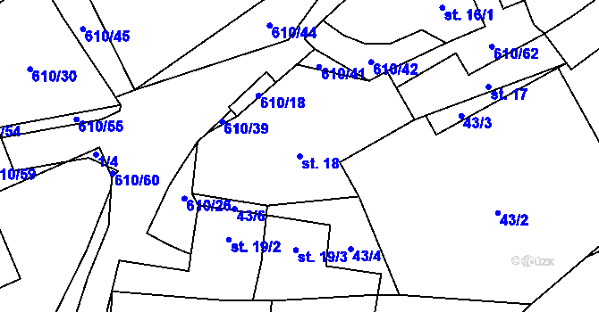 Parcela st. 18 v KÚ Hamr, Katastrální mapa
