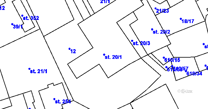 Parcela st. 20/1 v KÚ Hamr, Katastrální mapa