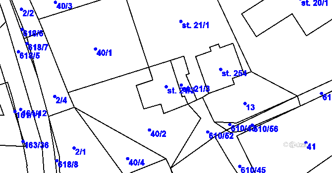 Parcela st. 21/2 v KÚ Hamr, Katastrální mapa